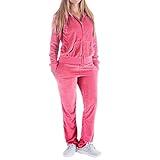 Facitisu Tracksuit for Women Set 2 Piece Jogging Suits Velour Sweat Outfits (X-Large, Coral)