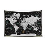CAPSCEOLL World Map Tapestry for Kids Student Wall Tapestry World Geographical Distribution Tapestries for Men 80X60 Inches Tapestries for Bedroom Living Wall Art