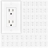 Amico 15A Wall Outlet, White Decorator Receptacle with Wall Plate, Tamper Resistant Electrical Outlet, Self-Grounding, 2-Pole, 3-Wire, Suitable for Home and Business, UL Listed, 50 Pack