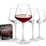 Haoxishui Burgundy Wine Glasses Set of 4-16oz Hand Blown White & Red Wine Glasses, Clear Lead-Free Glassware for Women, Men, Wedding Gifts & Birthday