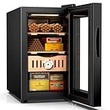 Mojgar 25L Electric Humidor, 200 Counts Cigar Humidor Cabinet with Cooling Temperature Control, Electric Cooling Cigar Fridge with Spanish Cedar Wood Shelves & Hygrometer