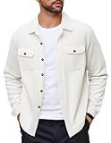 COOFANDY Fleece Jacket Men Casual Shacket Long Sleeve Button UP Warm Shirts Flap Pocket Winter Clothes Large