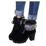 Aniywn Ankle Boots,Women Winter Chunky High Heels Boots Fall Combat Lace Up Booties Platform Shoes