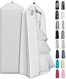 Your Bags Wedding Dress Garment Bag - Garment Bags for Travel & Hanging Clothes or Storage Preservation - 72" Wedding Dress Bag for Gowns Long with 20" Gusset for Puffy Bridal Gowns Cover -White/Grey