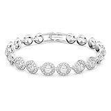 Swarovski Una Angelic Tennis Bracelet, Clear circle-cut Swarovski Crystals with Matching Crystal Pavé on a Rhodium Tone Finish Setting, Part of the Swarovski Una Angelic Collection