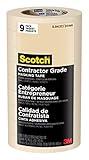 Scotch Contractor Grade Masking Tape, Tan, Tape for General Use, Multi-Surface Adhesive Tape, 0.94 Inches x 60.1 Yards, 9 Rolls