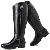 Love Steetly Women's Knee High Boots Combat Riding Round Toe Tall Boots with Side Zipper Closure for Fall and Winter Wear for Women.231125 BKPU085