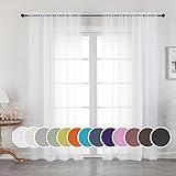 OWENIE White Sheer Curtains 84 inches Long 2 Panels Set, Sheer White Curtains for Living Room/Bedroom, Rod Pocket Voile Sheer Panel Drapes, 2pcs, Each 42" W x 84" L