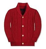 Gioberti Boy's 100% Cotton Knitted Shawl Collar Cardigan Sweater, Red, Size 6