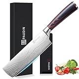 PAUDIN Nakiri Knife - 7" Razor Sharp Meat Cleaver and Vegetable Kitchen Knife, High Carbon Stainless Steel, Multipurpose Asian Chef Knife for Home and Kitchen with Ergonomic Handle