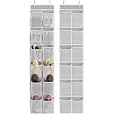 Simple Houseware 24 Pockets - 2PK 12 Large Pockets Over Door Hanging Shoe Organizer, Grey