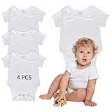 ORJ 4 PCS Baby bodysuit Sublimation Blanks baby undershirts,White Short Sleeve Polyester romper newborn t shirts