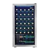 Danby DWC036A1BSSDB-6 3.3 Cu. Ft. Free Standing Wine Cooler, Holds 36 Bottles, Single Zone Fridge with Glass Door-Chiller for Kitchen, Home Bar, Stainless Steel