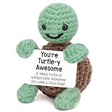 Mini Funny Turtle Fathers Day Crochet Gifts Ideas, Graduation Teacher Appreciation Birthday Gifts for Women Men Her Him, Small Cute Stuff Things, Handmade Emotional Positive Crochet Turtle Decor