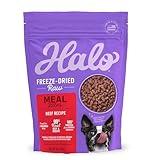 Halo Freeze Dried Raw Dog Food, Beef Recipe, 100% Protein Source, Real Meat for Natural Energy, Meal Bites, 14 Oz Bag