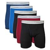 Gildan Men's Underwear Boxer Briefs, Multipack, Mixed Blue/Grey (5-Pack), Large