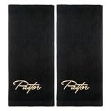 Buryeah 2 Pcs Pastor Towels for Men Pastor Hand Towel Clergy Hand Towels Man of God Towel Embroidered Hand Towels for Pastor Father's Gift(Pastor,Black)