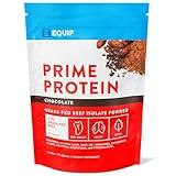 Equip Foods Prime Protein Powder | Clean, Grass Fed Beef Protein Isolate | Carnivore Protein Powder | Paleo, Keto Friendly | Gluten, Dairy Free | Helps Build & Repair Tissue | 30 Servings, Chocolate