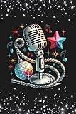 Black Sparkle Notebook with Microphone Design | 6 x 9 Lined Journal for Songwriting, Note Taking, and Creative Ideas | Stylish Gift for Music Lovers"