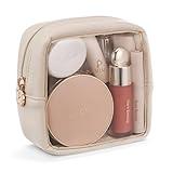 Pocmimut Mini Makeup Bag,Clear Makeup Bag Cute Travel Makeup Bag Pouch Purse Car Accessories for Women,Travel Essentials Organizers,Beige