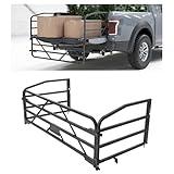 KUAFU Steel Truck Bed Extender with Foldable Tailgate No Drill Required Black Compatible with Ford Super Duty Dodge Ram 1500 2500 3500 Toyota Tundra Nissan Titan Chevrolet Silverado GMC Sierra