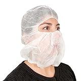 QIAN SOU Disposable Bouffant Ninja Hoods Full Face Beard Hair Net Pack of 100 White