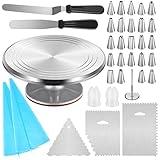 Kootek Aluminium Cake Turntable, 12 Inch Rotating Cake Stand, 35 pcs Cake Decorating Kit Supplies with 24 Numbered Icing Piping Tips, 2 Frosting Spatula, Pastry Bags and Other Baking Tools