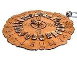 NORSE EMPIRE Viking Rune Divination Set Includes a Premium Leather Divination mat and Genuine Bone Elder Futhark runestone Pieces