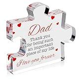 Fathers Day Dad Birthday Gift - Engraved Acrylic Block Puzzle Birthday Gifts for Dad 3.35 x 2.76 inch - Cool Father's Day Presents from Daughter, Son, Mom - Heartwarming Men Birthday Gift, Ideas