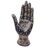 Palmistry Hand Resin Statue Telling Palm Reading, Ancient Mystical Palm with Lines and Symbols Sculpture for Palm Readers（Black）