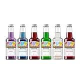 Hawaiian Shaved Ice Syrup Assortment, 6 Popular 16oz Flavors: Cherry, Grape, Blue Raspberry, Tiger's Blood, Lemon-Lime, Pina Colada