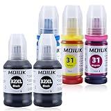 High Capacity Compatible with HP 31 32XL Ink Refill Bottles Set for HP Smart Tank 7301, 7602, 5000, 6001, 5101 5102 5103 Plus 651 551 455 457 450 All-in-One Ink-Tank (5 Bottles: 2BCMY)