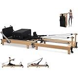 Pilates Reformer Foldable, Portable Pilates Reformer & Equipment for Home Use and Gym Workout, Pilates Reformer with Noise Reducing Roller System (Black)