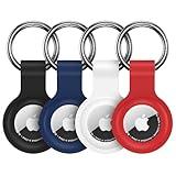 AirTag Holder AirTag Case Keychain Air Tag Holder, Silicone AirTags Key Ring Cases Tags Chain Apple GPS Item iTag Finders Accessories 4 Pack