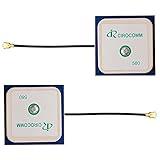 DIYmall 2PCS 32dB High Gain GPS Antenna Built-in BT-580 Ceramic Active IPEX1.0 Antenna 25x25x2mm Center Frequency 1575.42MHZ