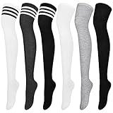 Aneco 6 Pairs Over Knee Thigh Socks Knee-High Warm Stocking Women Boot Sock Leg Warmer High Socks for Daily Wear, Cosplay