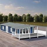 Luxury Prefab Tiny Villa for Scenic Retreats – Expandable 2-Bedroom House with Sunroom and Full Bath