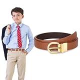 SUOSDEY Kids Reversible Belt for Boys and Girls Leather Belt for School Uniform Casual Jeans Back to School Fashion,brown/coffee