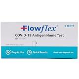 Flowflex COVID-19 Antigen Home Test kit, 1 Pack, 5 Tests Total. FDA EUA Authorized OTC at-Home Self-Test, Non-invasive Nasal Swab, Easy to Use and No Discomfort, Results in 15 Minutes
