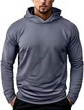 Zengjo Pullover Hoodie Men Workout Dry Fit(Steel Grey,S)