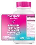 Pink Stork Premium Fertility Gummies for Women - Prenatal Conception Supplements for Her with Inositol, CoQ10, Folate and Vitamins to Support Hormone Balance, Ovulation + Menstrual Cycle, 60 Gummies