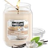 Candle-lite Fall Scented Candles, Creamy Vanilla Swirl, 18 oz Jar, Proudly Poured in The USA, Aromatherapy Candle, Single-Wick with 110 Hours of Burn Time, Perfect for Creating a Relaxing Ambiance