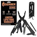 Gerber Gear Dime 12-in-1 Mini EDC Multitool - Needle Nose Pliers, Pocket Knife, Keychain, Bottle Opener - Gifts for Men, EDC Gear and Equipment - Black