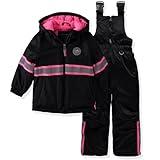 Bass Creek Outfitters Boys and Girls 2T-4T High Visibility 2-Piece Snowsuit Jacket and Snow Bib (Black/Pink, 14/16)