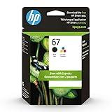 HP 67 Black/Tri-color Ink Cartridges for HP Printers | Works with Printer Series: DeskJet 1255, 2700, 4100; ENVY 6000, 6400 | Eligible for Instant Ink | 3YP29AN