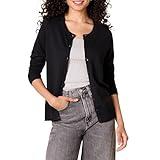 Amazon Essentials Women's Lightweight Crewneck Cardigan Sweater (Available in Plus Size), Black, Medium