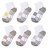Comfoex Boys Athletic Quarter Socks - Ankle Sports Socks With Cushioned Sole - 6 Pairs, Sizes 4-6, 6-8, 8-10 Years Old