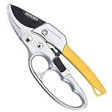 MEPEREZ Garden Clippers, Premium Germany Pruners, Work 3 Times Easier, Professional Pruning Shears, Cutting Rose, Flower, Hedge, Stem, Sharp Scissors Gardening Tools, Arthritis Weak Hand Snips