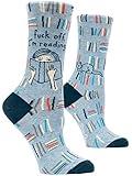 Blue Q Women's Novelty Crew Socks (fit women's shoe size 5-10) (Fuck Off, I'm Reading)