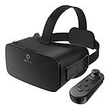 DESTEK V5 VR Headset for Phone with Controller, Anti-Blue Eyes Protected HD Lenses, 110° FOV Virtual Reality Headsets VR Goggles for iPhone 16/15/14/13/12/11, Samsung, Android - Black